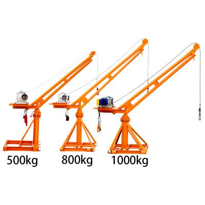 China Mini Goods Monkey Lift Small Construction Crane Outdoor Lifting 500kg 800kg 1000kg 360 Degrees for sale