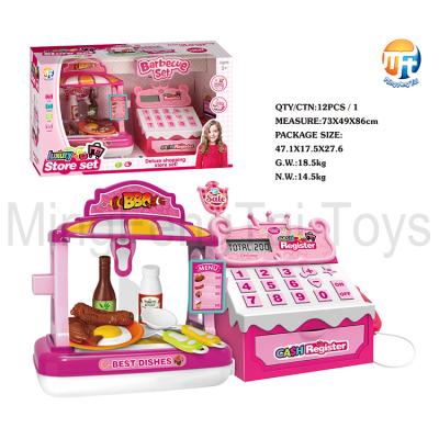 China Pretend Play Kids Kitchen Babecue Set Pretend Play Set With Electronic Cash Register Toy for sale