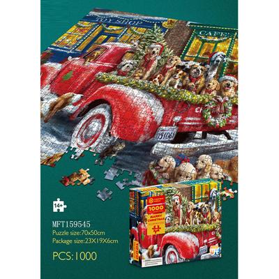 China Educational Christmas Toy Multi Color of Toys 1000 Pieces Christmas Car and Dogs Model Puzzle for sale