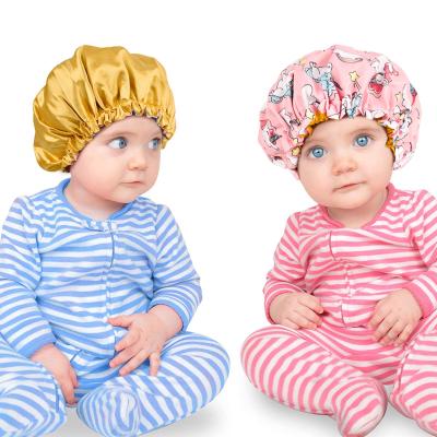 China Custom Made Unicorn Satin Baby Satin Drawstring Cowl Double Layer Silky Hair Cowl Cowl Custom Made for sale