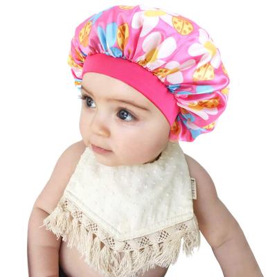 China Wholesale Floral Satin Picture Silky Baby Hair Hood for Baby Night Sleep Hood with Wide Band for sale