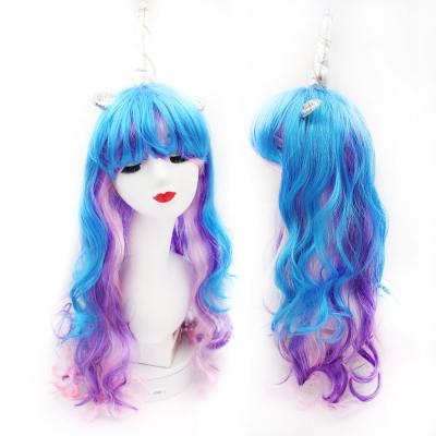 China Body Wave Beauty Lolita Cosplay Long Unicorn Wigs Cheap Colored Heat Resistant Wigs Women Party Wig for sale