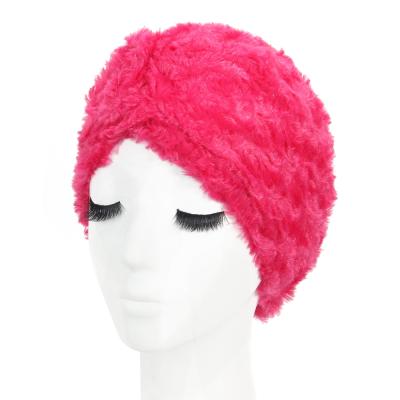 China DecorateÂ   Keep new style warm thick plush turban white black beige brown red-pink fancy head wear for sale