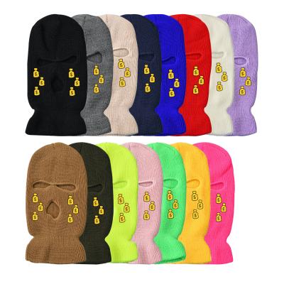 China JOINT wholesale adult full face embroidery winter skimask knit balaclava three hole face ski mask custom hat with logo for sale