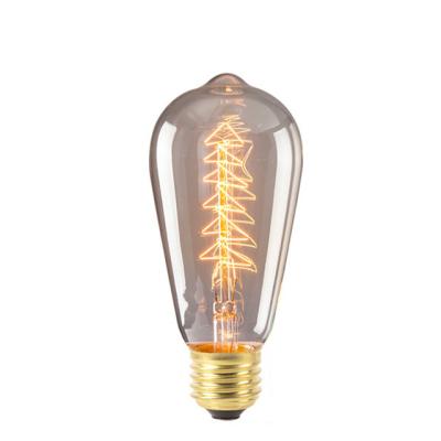 China Old Fashioned Coiled Iron Light Bulb ST64 E27 40W Indoor Light Bulb for sale