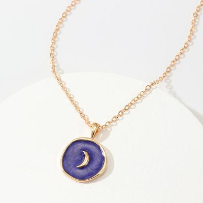 China TRENDY Hot Sale Fashion Necklace Gold Plated Chain Necklace Round Enamel Pendant Necklace With Heart for sale