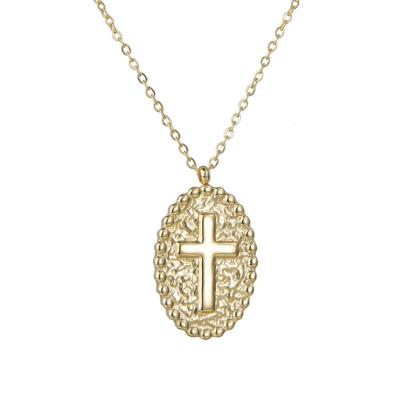 China New Style Fashion Accessories Stainless Steel TRENDY Gold Plated Cross Necklace for sale