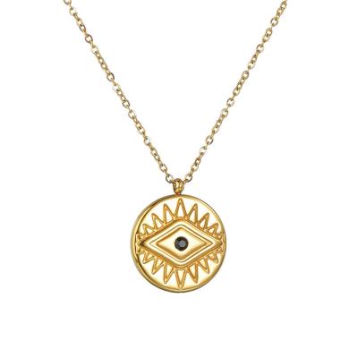 China China Supplier TRENDY 14K Gold Plated Evil Eyes Stainless Steel Pendant Necklace for sale