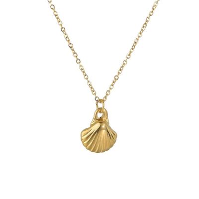 China Fashion TRENDY Wholesale Gold Plated Sea Shell Jewelry Stainless Steel Chain Necklace for sale