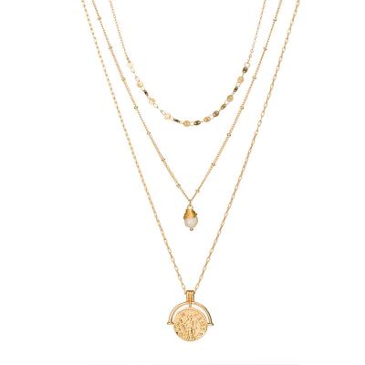 China TRENDY Hot Sale Fashion 18K Gold Plated Layered Necklace Multi Layer Necklace for sale