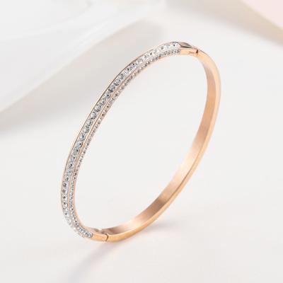 China TRENDY Custom Gold Filled Bracelet Crystal Rhinestone Bangle Stainless Steel Bangle For Gift for sale