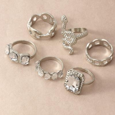 China Wholesale Vintage Jewelry Set Bling Silver Snake Rings Set For Women for sale