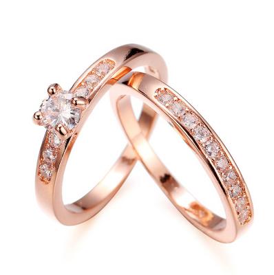 China 2021 Fashionable Hot Selling Rose Gold Wedding Rings Couples Set Engagement Rings for sale