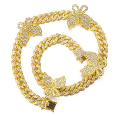 China Hot Sale Butterfly Cuban Link Necklace Cuban Necklace Hiphop Necklace for sale