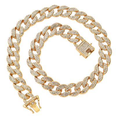 China Hiphop 18k Gold Finish Iced Out Thick Miami Cuban Link Chain Necklace Hip Hop CZ Miami Cuban Link Chain Necklace for sale