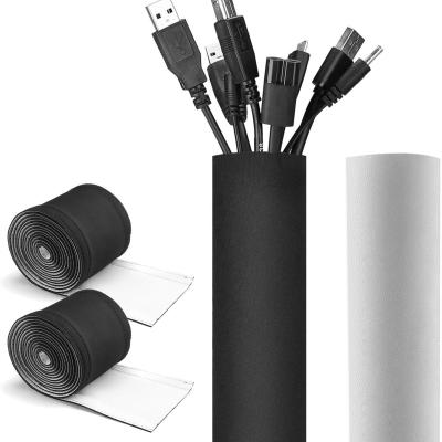 China Durale Neoprene Cable Management Sleeve Black White Color Cord Organizer Flexible Cable Wrap Cover Wire Hider à venda