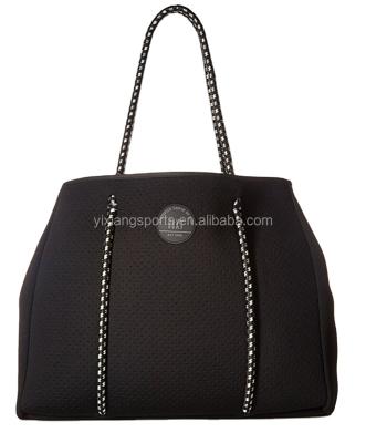 Cina Fashion Best Selling Wholesale Black Beach Bag 2021 Neoprene Bag Tote Handbags For Women in vendita