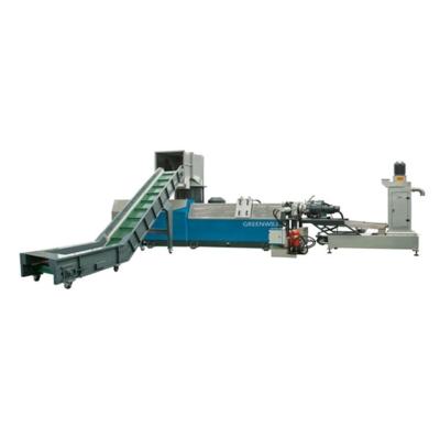 China Double Stage Plastic Granulator Machine with Plastic Conveyor Belt for sale