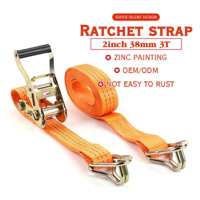 China Doing Cargo Lashing Fine Tie Down Heavy Duty 2 Inch Ratchet Tie Down With J-Hooks Double Cargo Straps Cargo Control Ratchet Belt Lashing Lifting for sale