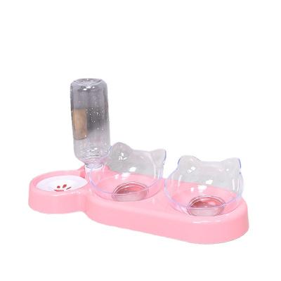 China Wholesale Automatic Customize Dog Water Bottle And Roll Acrylic Automatic Pet Food And Water Double Feeder for sale