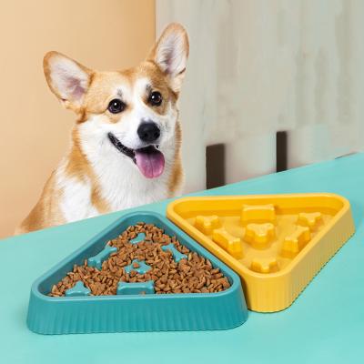 China Wholesale Custom Viable Pet Bowls For Cats And Dogs Triangle Train Food Grade Safety Slow Feeder Dog Bowl for sale