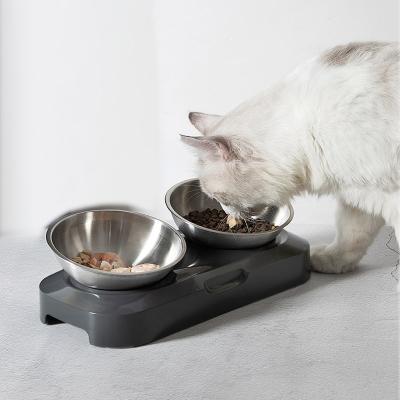 China Detachable Cat Food Bowl Single Cat Food Bowl Stainless Steel Pet Viable Bowl Single Cat Bowl for sale