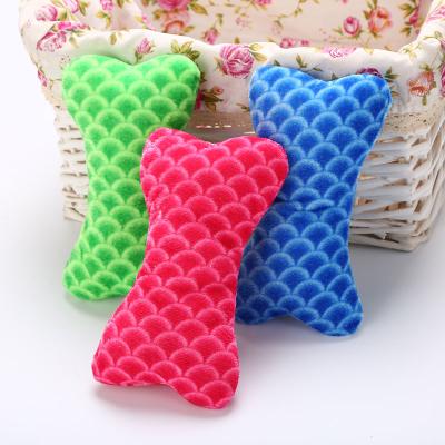 China Stocked 2021 Soft Interactive Pet Christmas Toys Bone Shape Plush Dog Squeaky Toys for sale