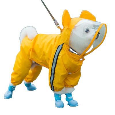 China Wholesale Viable Dog Clothes Pet Clothes Luxury Four Leg Raincoat All Included Teddy Rain Poncho Dog Raincoat for sale