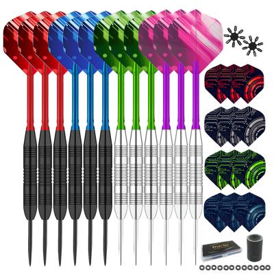 China Iron 12 pack steel tip darts with 12 extra flights, 1 sharpener, 12 rubber o-ring protectors and 2 flights for sale