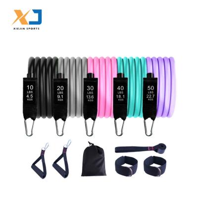 China Fitness Equipment Application Exercise Long Elastic Set of 11 Piece Resistance Bands Exercise Bands Resistance Bands for sale