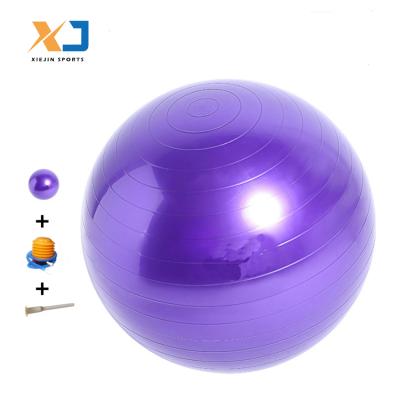 China Anti-burst Custom Logo 75cm Pilates Eco Balance PVC Yoga Ball With Pump for sale