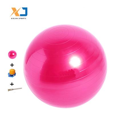 China Anti-shatter PVC Colorful Eco Exercise Yogaball Gym Yoga Ball Anti Burst Soft Pink Set 65cm for sale