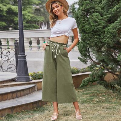 China QUICK DRY Soft Breathable Ladies Cotton Wide Leg Pants Women Loose Casual Trousers For Women for sale