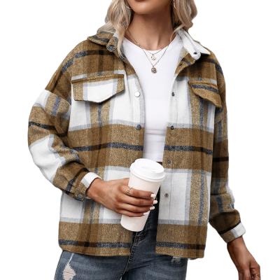 China Wholesale High Quality Breathable Thick-Sheathed Straight Jacket Loose Plush Plaid Plaid Shirt Jacket for sale