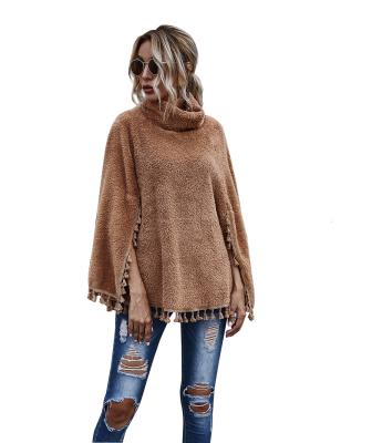 China New Solid Color Items Fashion High Collar Fringe Cap Thin Warm Breathable Edge Long Sleeve Coat for sale