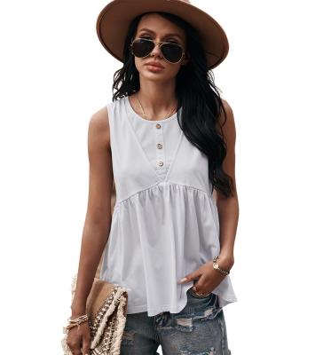 China Factory direct sales viable sleeveless women's spring summer 2021 loose solid knit top for sale