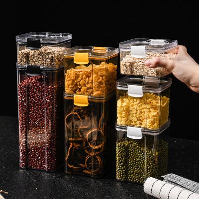 China Freshness Preservation Hot Selling Amazon Food Airtight Storage Container Set Clear BPA Free Plastic Cereal Containers With Push Button Lids for sale