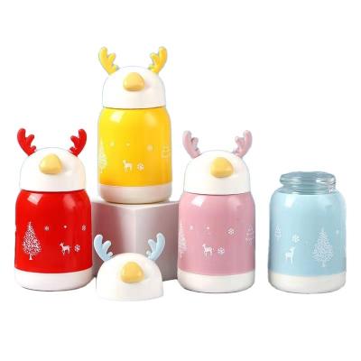 China Viable Custom Logo 17oz Drinks Glass Plastic Coated Leakproof Water Bottle Kids With Creative Elks Lid Decoration for sale