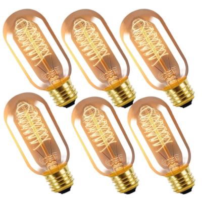 China Decorative Factory Hot Sale T45 E27 25W/40W/60W Antique Edison Tungsten Filament Bulb Vintage for sale