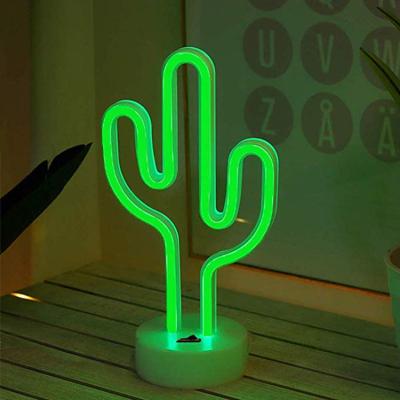 China SWITCH A Year's Selling Cactus Night Light LED Contemporary Battery Operated Neon Lamp Desktop Decoration for sale