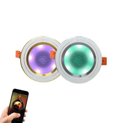 China Modern 4IN High Quality Series Recessed RGB Color Changing Smart MUSIC APP Control Speaker LED Bulb Downlight for sale