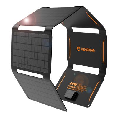 China Smartphone.camera.psp.some Laptop FlexSolar 40W Solar Panel Portable Folding Waterproof Mobile Solar Charger For Outdoor for sale