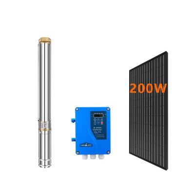 China Drinking water treatment 200W 24V DC water pump mini 0.3HP deep good submersible solar water pump from flextech company for sale