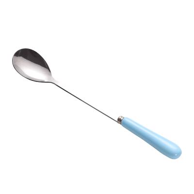 China Disposable Ceramic Coffee Spoon Kids Office Stainless Steel Soup Ice Spoon Travel Camping Cutlery Set for sale