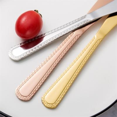 China Viable High Quality Polished Rose Gold Dinnerware Set High Performance Metal Stainless Steel Spoon Knife Fork Gold Dinnerware Set for sale