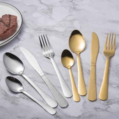 China Viable High Quality Polished Rose Gold Dinnerware Set High Performance Metal Stainless Steel Spoon Knife Fork Gold Dinnerware Set for sale