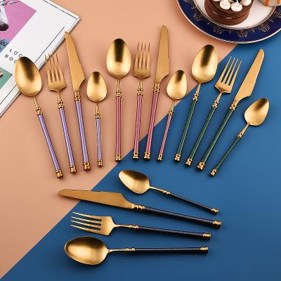 China Sustainable Luxury Tableware Set Customized 304 Stainless Steel Tableware Knife Fork Spoon Set Wholesales for sale