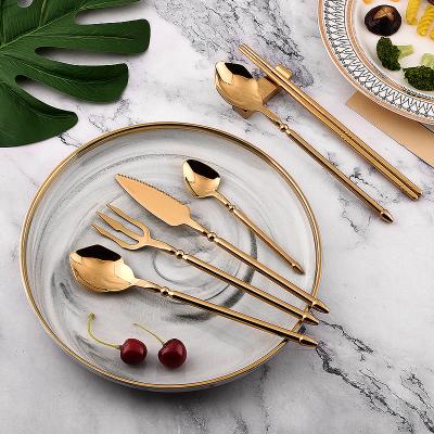 China Sustainable Luxury Tableware Set Customized 304 Stainless Steel Tableware Knife Fork Spoon Set Wholesales for sale