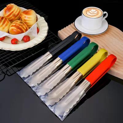 China Viable Thickened Stainless Steel Silicone Steak Tongs Food Clip Lengthened Multifunctional Colorful Food Tweezers Silicone Bread Clip for sale