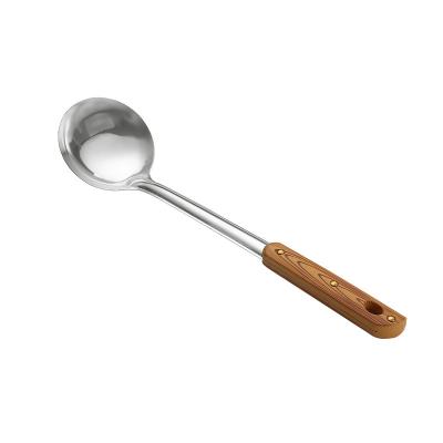 China Stainless Steel Spatula Soup Spoon Spatula Strainer Wood Grain Handle Insulation Kitchenware Five-Piece Viable Suit for sale